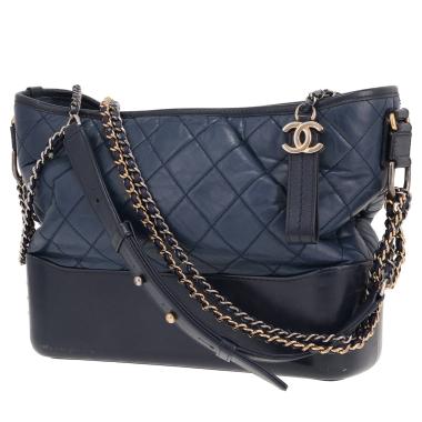 Bolso bandolera Chanel «Gabrielle» de piel acolchada Bleu Marine