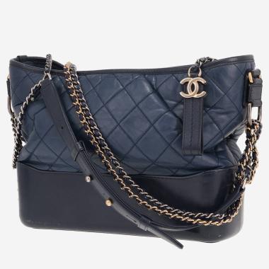 Sac bandoulière Chanel  Gabrielle  en cuir matelassé bleu-marine