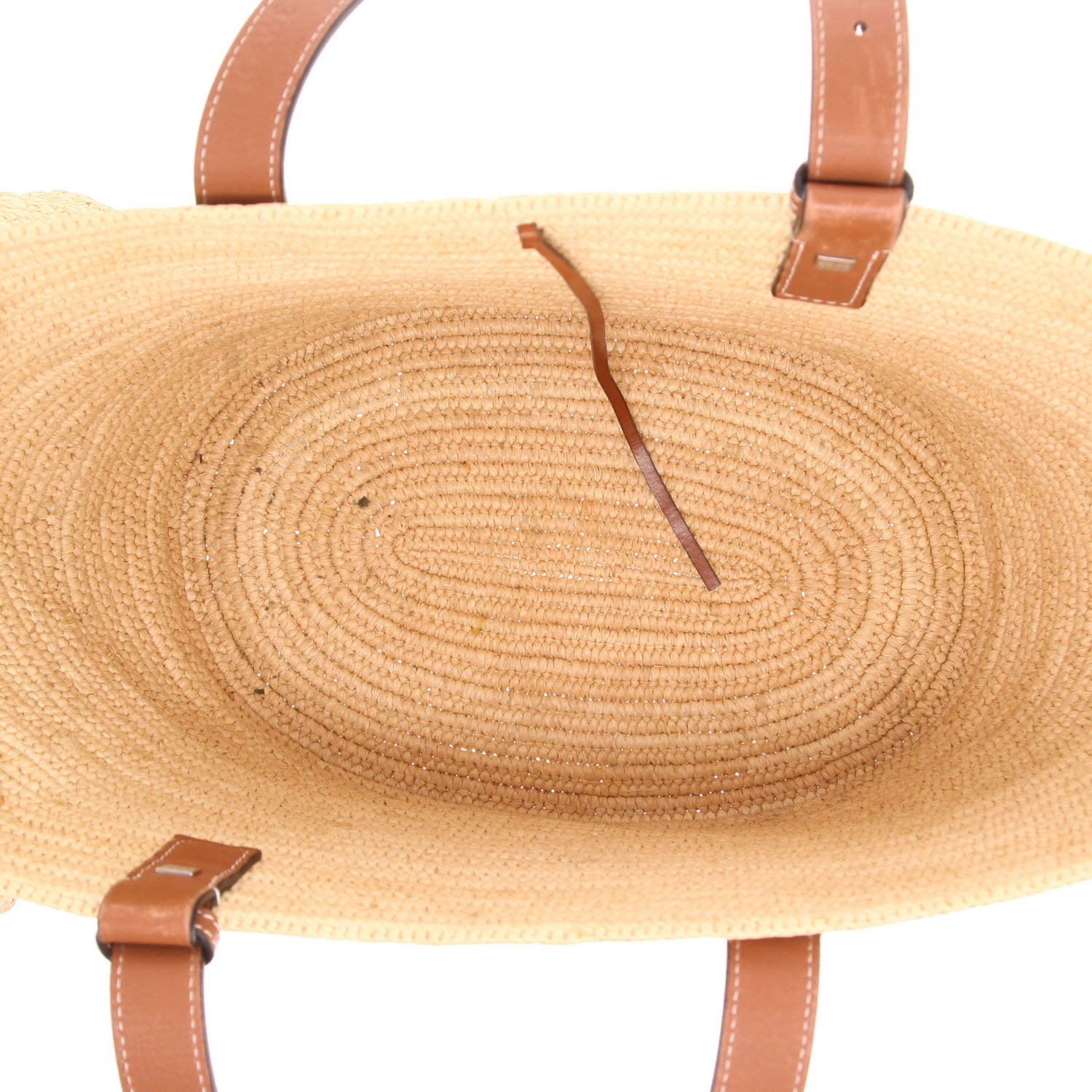 Bolso de mano Loewe  Bolso tipo «basket» de rafia beige y piel marrón - Detail D3