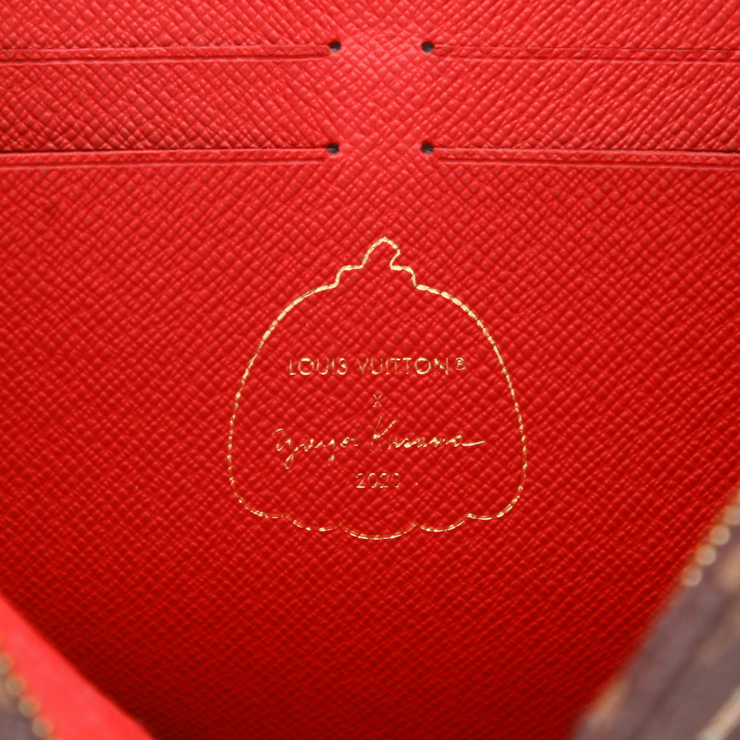 Borsa/pochette Louis Vuitton x Yayoi Kusama in tela Monogram marrone e pelle naturale - Detail D2