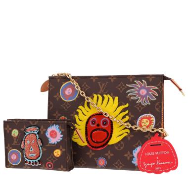 Louis Vuitton x Yayoi Kusama bag/clutch   in brown Monogram canvas and natural leather