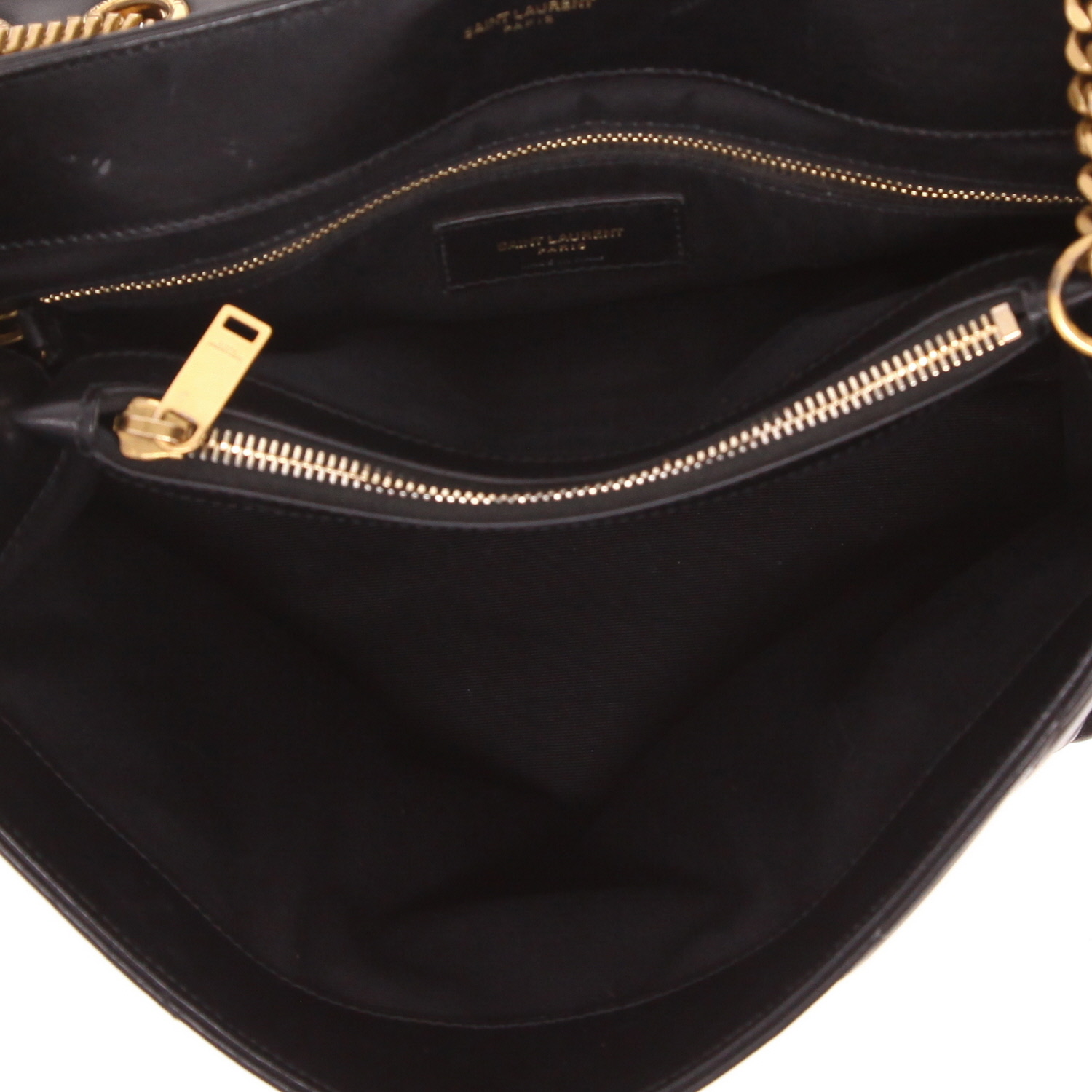 Borsa a tracolla Saint Laurent Loulou, modello medio, in pelle trapuntata a spina di pesce Noir - Detail D3