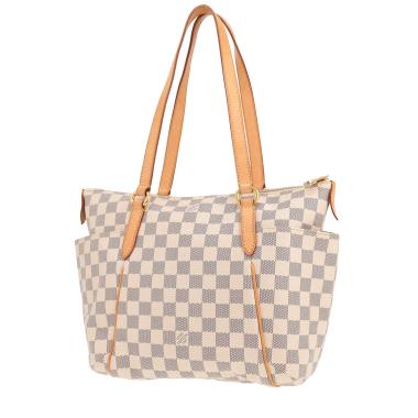 Borsa shopping Louis Vuitton “Totally” in tela Damier azzurra e pelle naturale