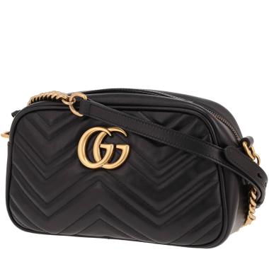 Bolso bandolera Gucci GG Marmont Camera de piel acolchada negra