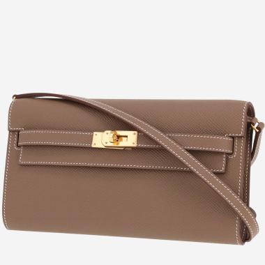 Sac bandoulière Hermès  Kelly To Go en cuir epsom étoupe