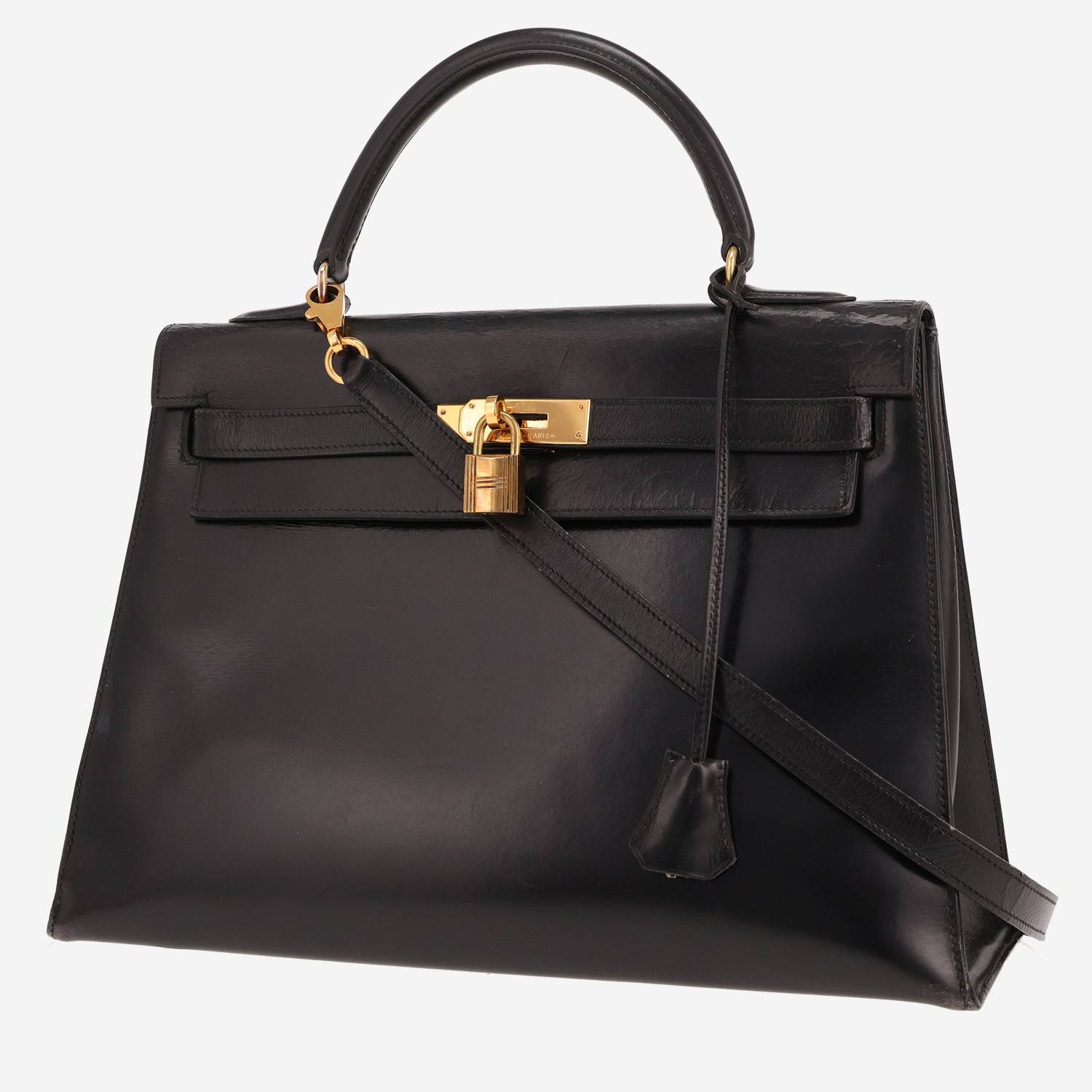 Hermès Kelly 32 cm handbag in Noir box leather