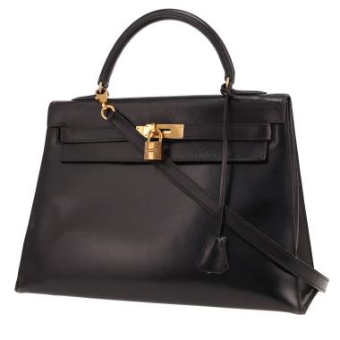 Borsa Hermès Kelly 32 cm in pelle nera "box"