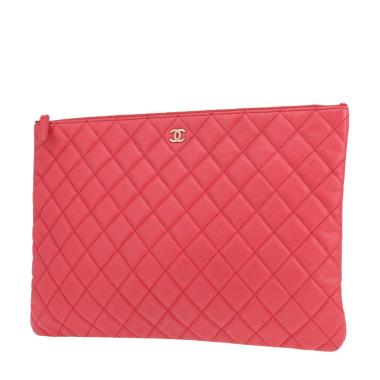 Bustina Chanel in pelle martellata opaca rosa