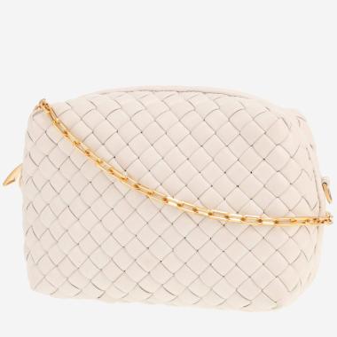 Sac bandoulière Bottega Veneta   en cuir intrecciato blanc