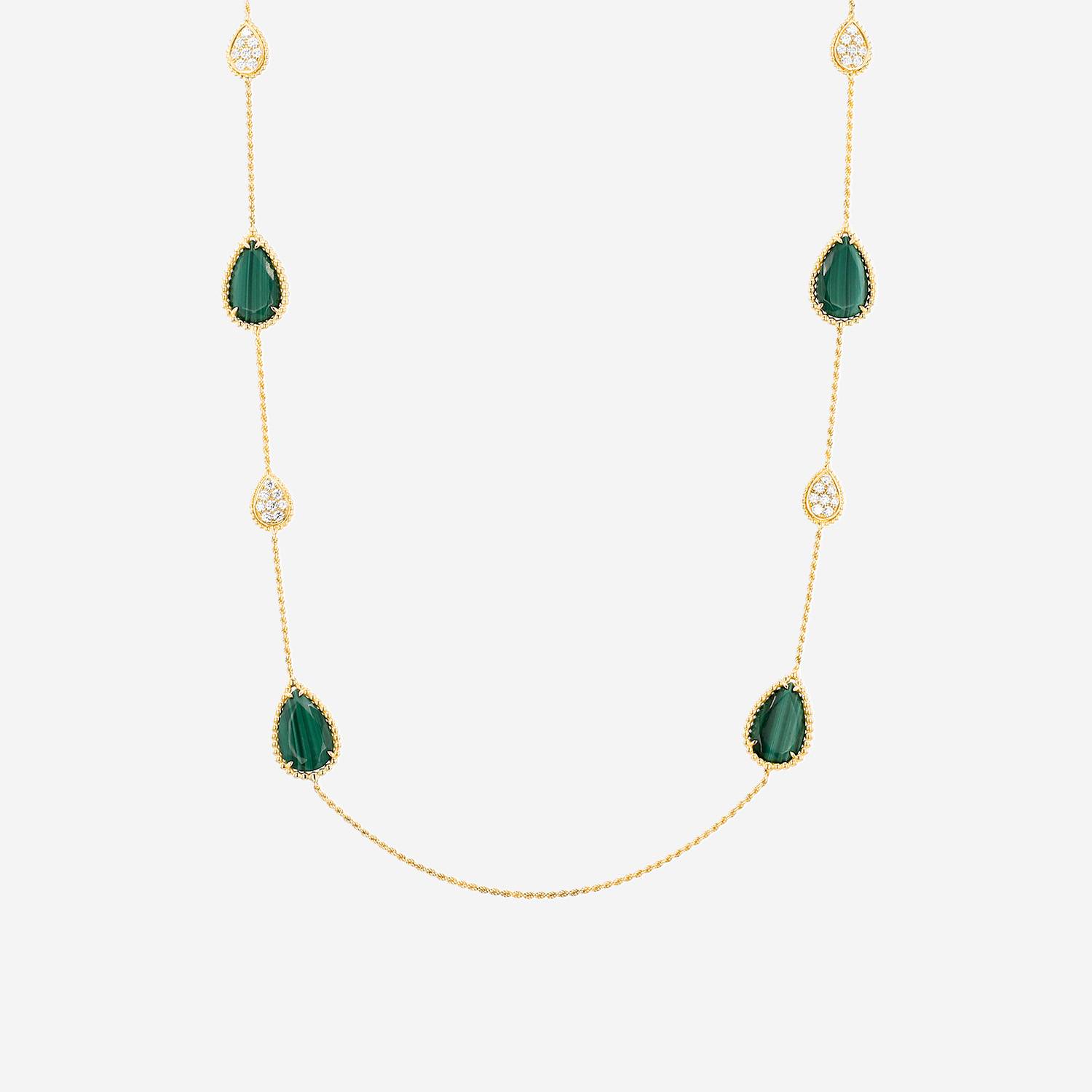 Boucheron Serpent Bohème long necklace in yellow gold, malachite and diamonds