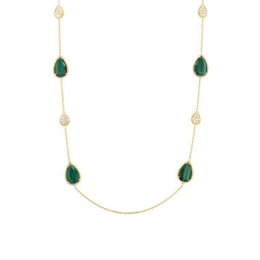 Collana lunga Boucheron “Serpent Bohème” in oro giallo, malachite e diamanti