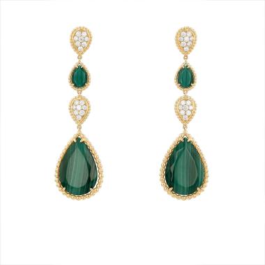 A pair of Boucheron Serpent Bohème earrings in yellow gold, Malachite and diamonds