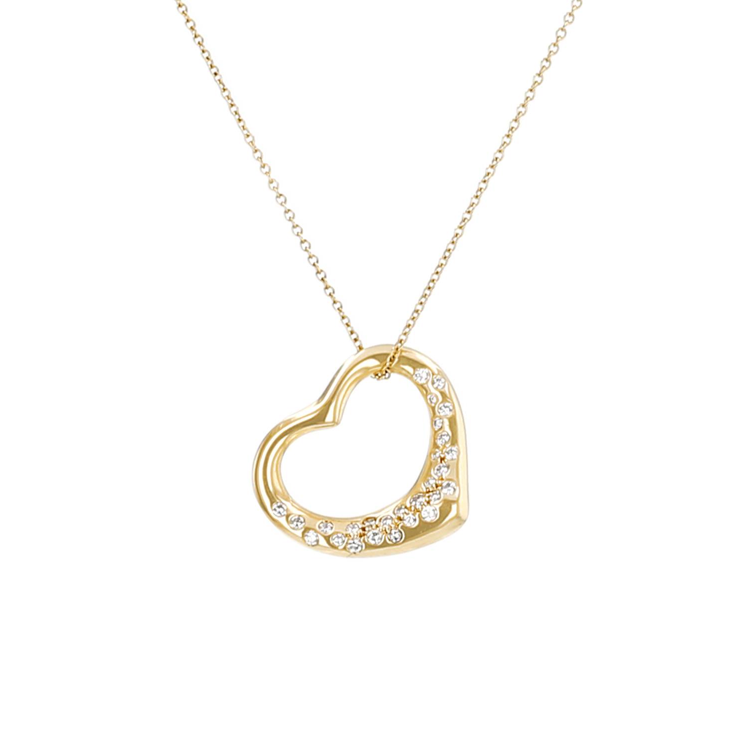 Collier Tiffany & Co Open Heart moyen modèle en or jaune et diamants