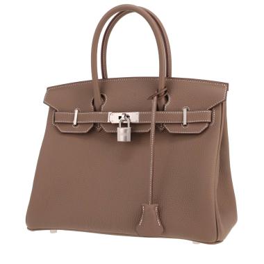 Borsa Hermès Birkin da 30 cm in pelle Togo Étoupe color paglia