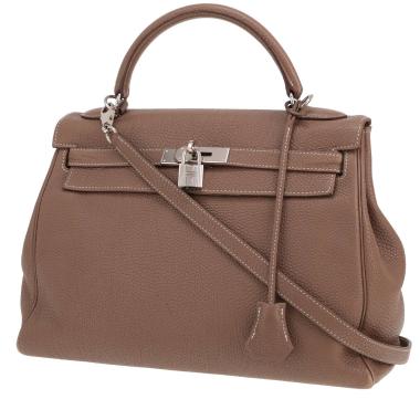 Borsa Hermès Kelly 32 cm in pelle Togo Étoupe color paglia