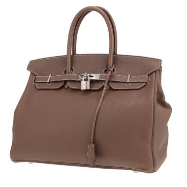 Borsa Hermès Birkin da 35 cm in pelle Togo Étoupe color paglia