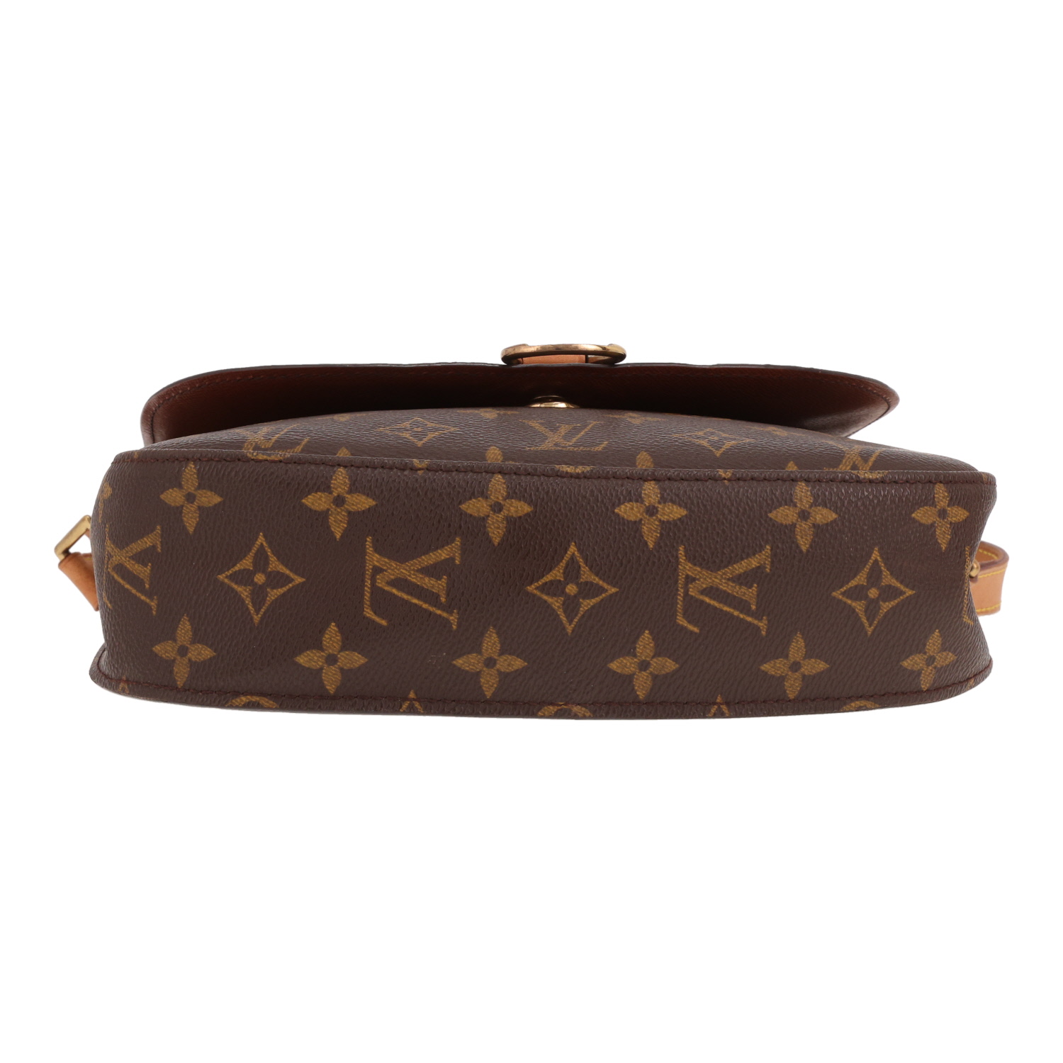 Borsa a tracolla Louis Vuitton Saint Cloud in tela Monogram marrone e pelle naturale - Detail D1