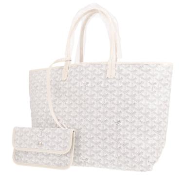 Sac cabas Goyard  Saint-Louis en toile Goyardine blanche et cuir blanc