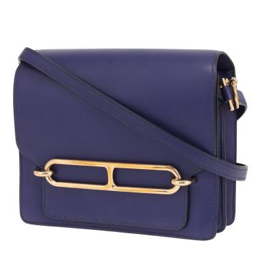 Sac bandoulière Hermès  Roulis en cuir bleu