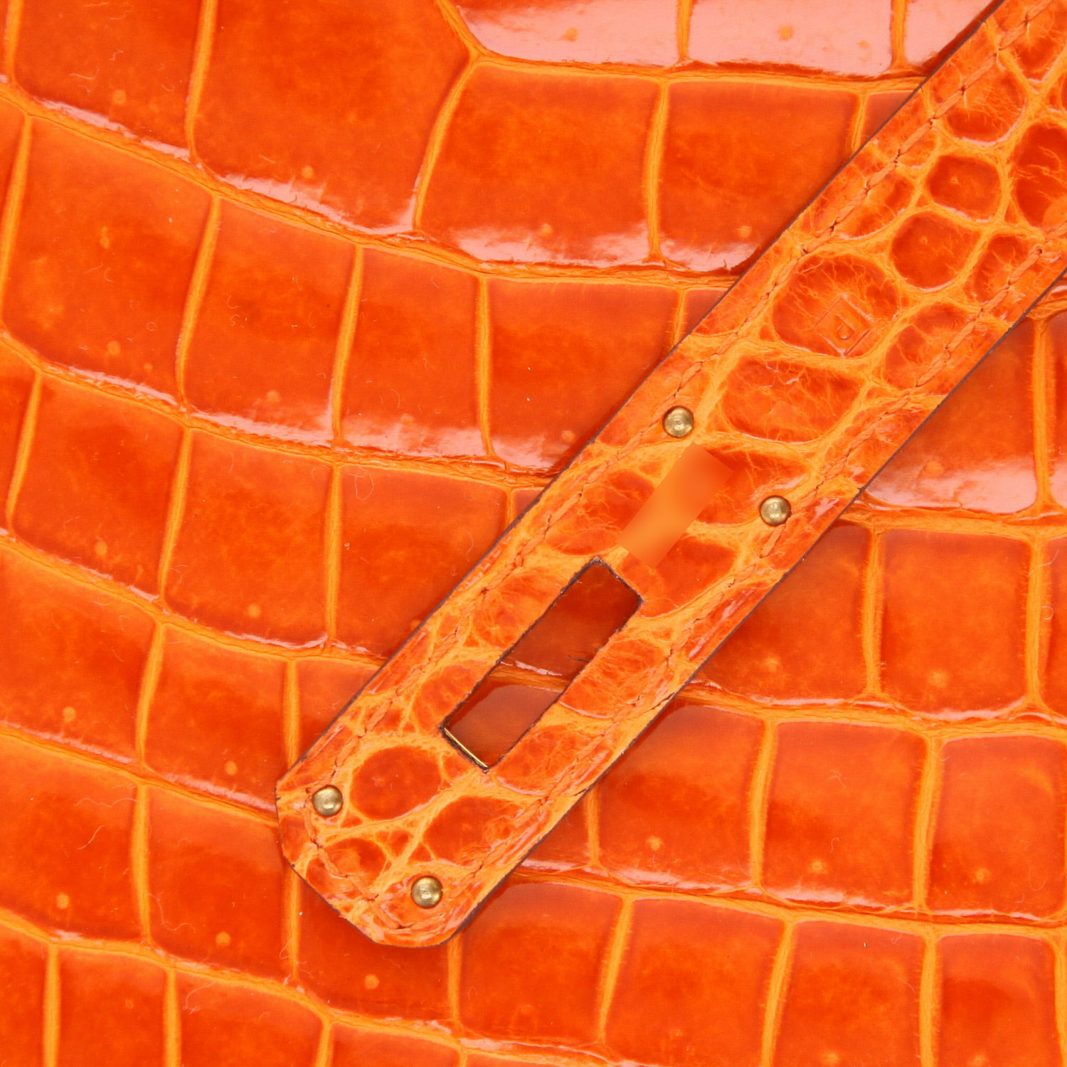 Borsa Hermès Birkin da 35 cm in coccodrillo niloticus Orange - Detail D4