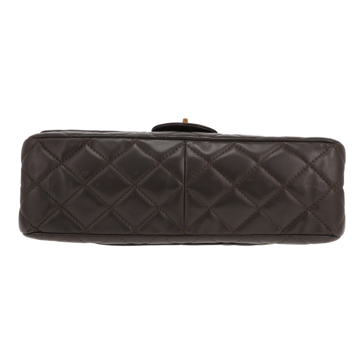 Bolso bandolera Chanel 2.55 de piel acolchada marrón - Detail D1