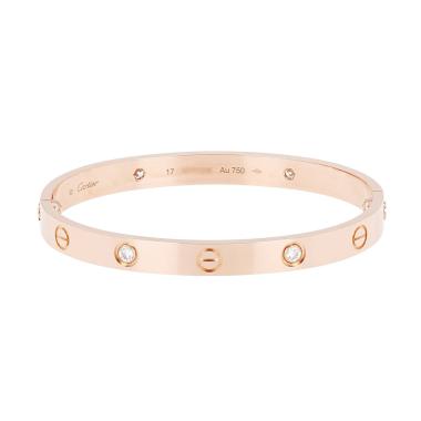 Bracelet Cartier Love 4 diamants en or rose et diamants, taille 17