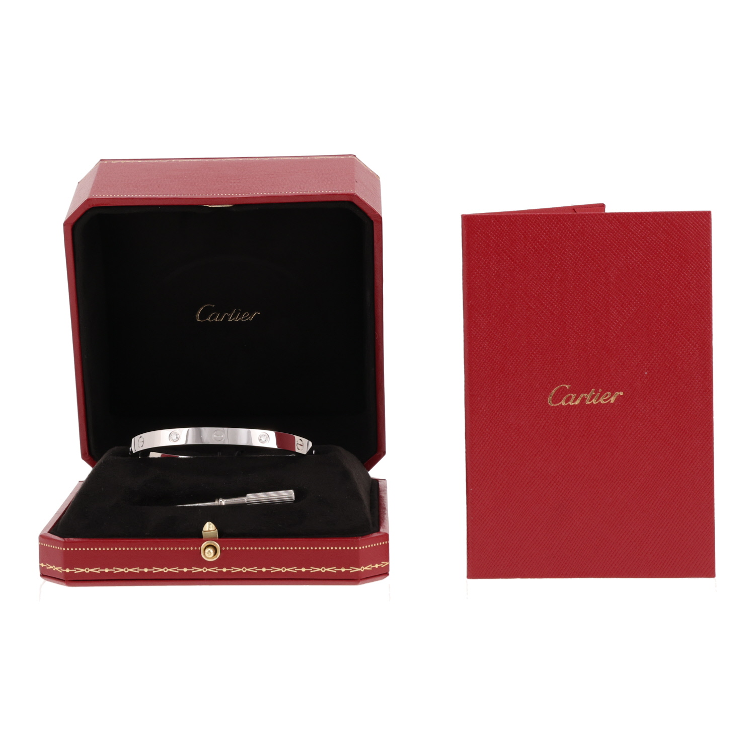 Bracelet Cartier Love 4 diamants en or blanc et diamants, taille 19