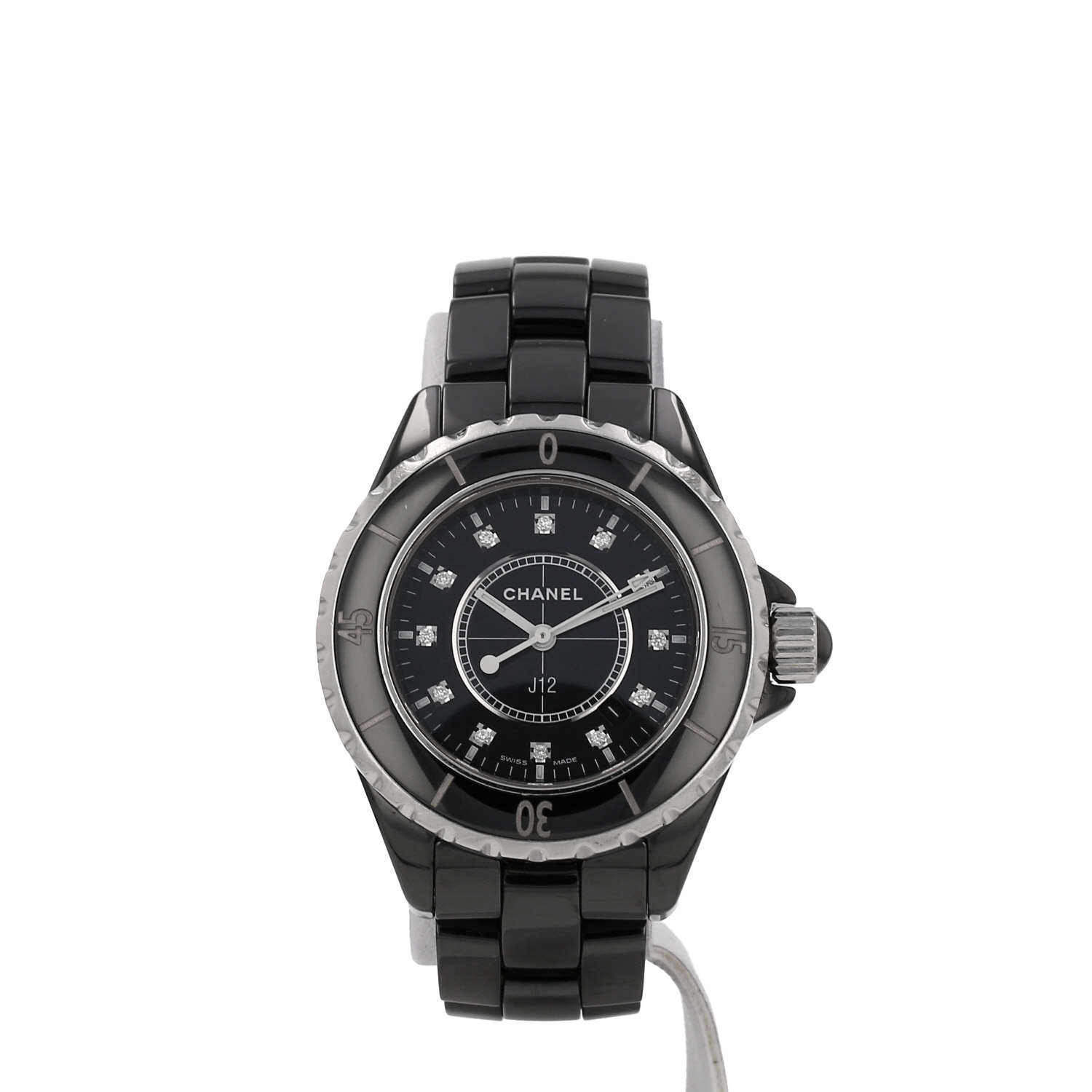 Orologio Chanel J12 in ceramica nera e acciaio, intorno al 2010