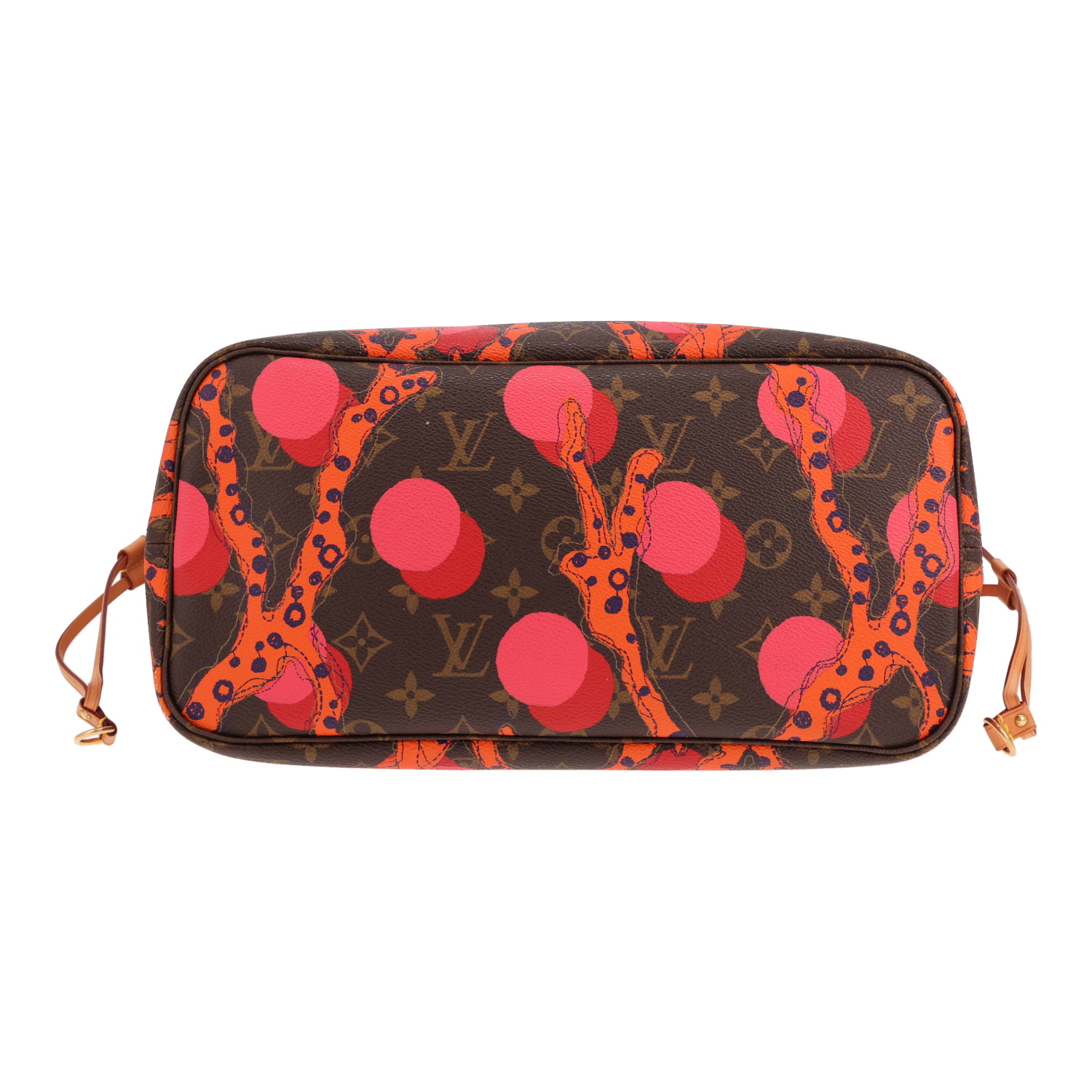 Sac cabas Louis Vuitton  Neverfull Editions Limitées en toile monogram marron et cuir naturel - Detail D1