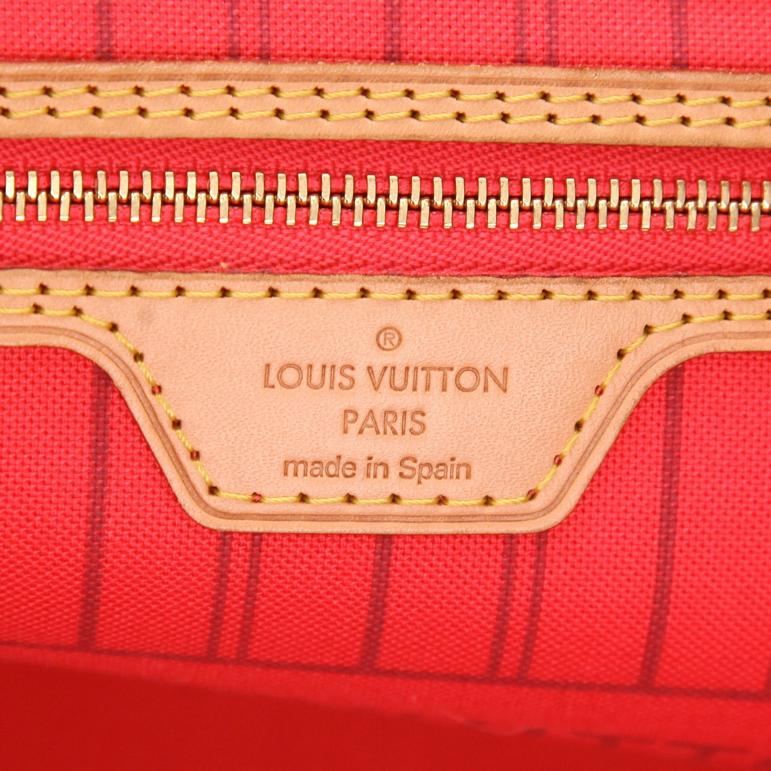 Sac cabas Louis Vuitton  Neverfull Editions Limitées en toile monogram marron et cuir naturel - Detail D2