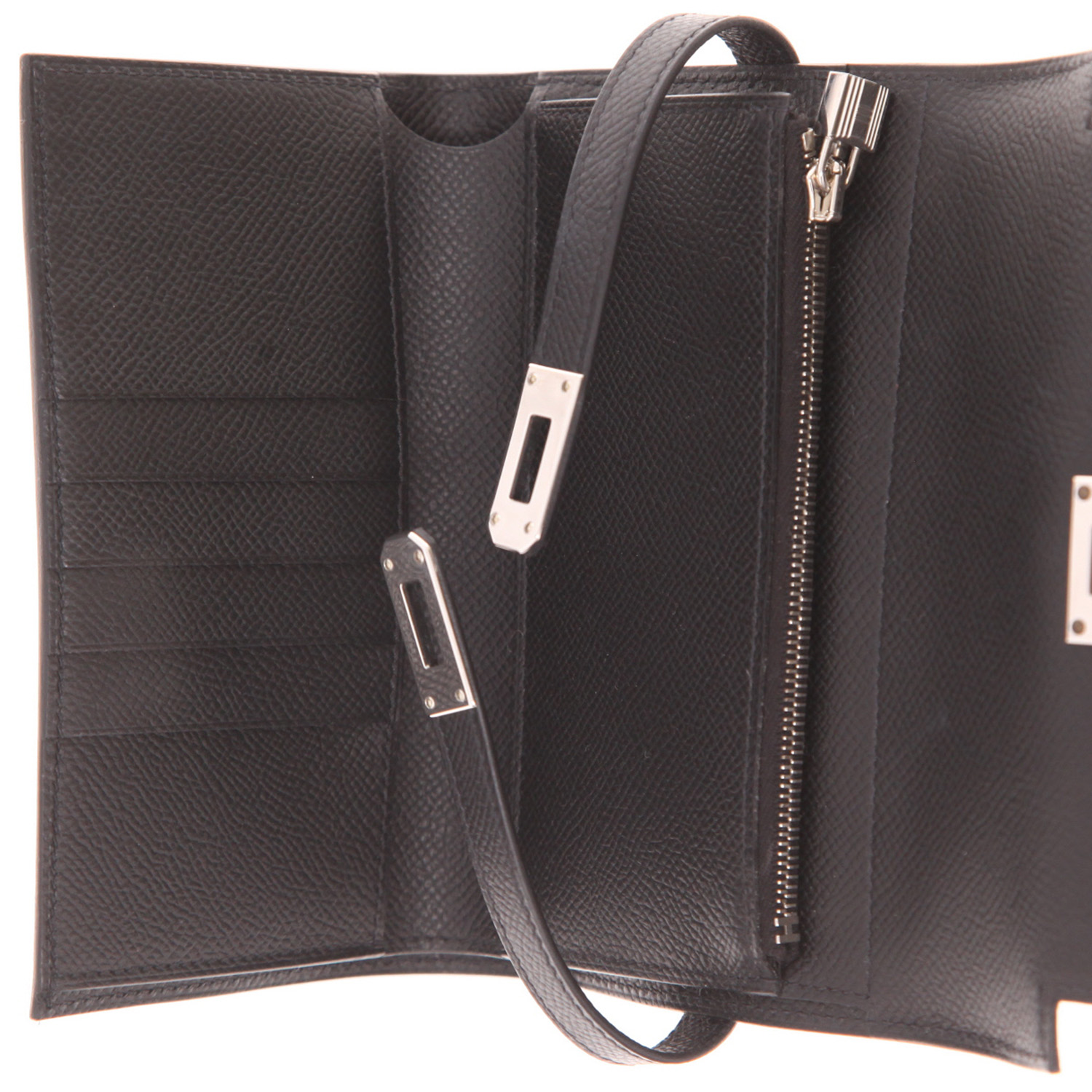 Cartera Hermès Kelly de piel Epsom Noir - Detail D4