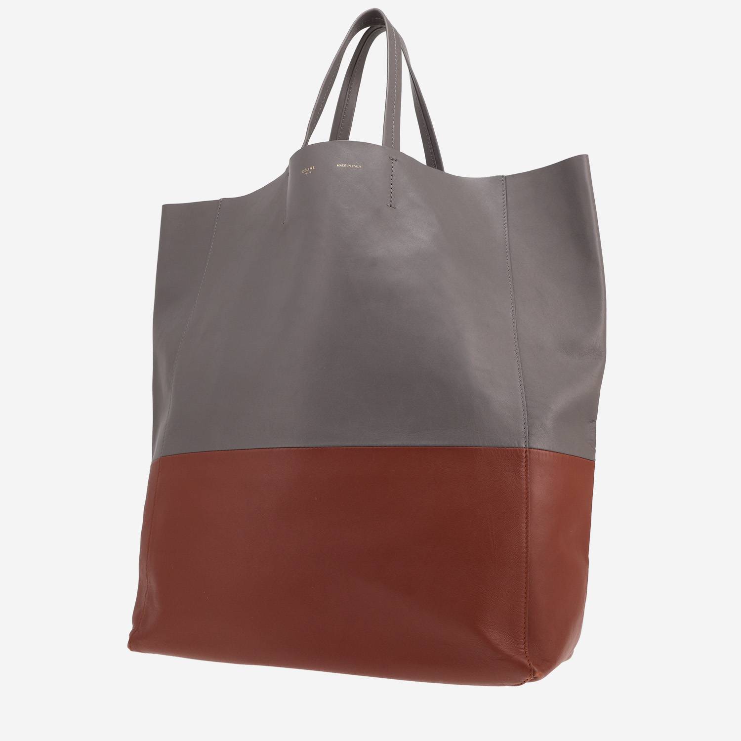 Celine Vertical handbag in two-tone brown and grey leather