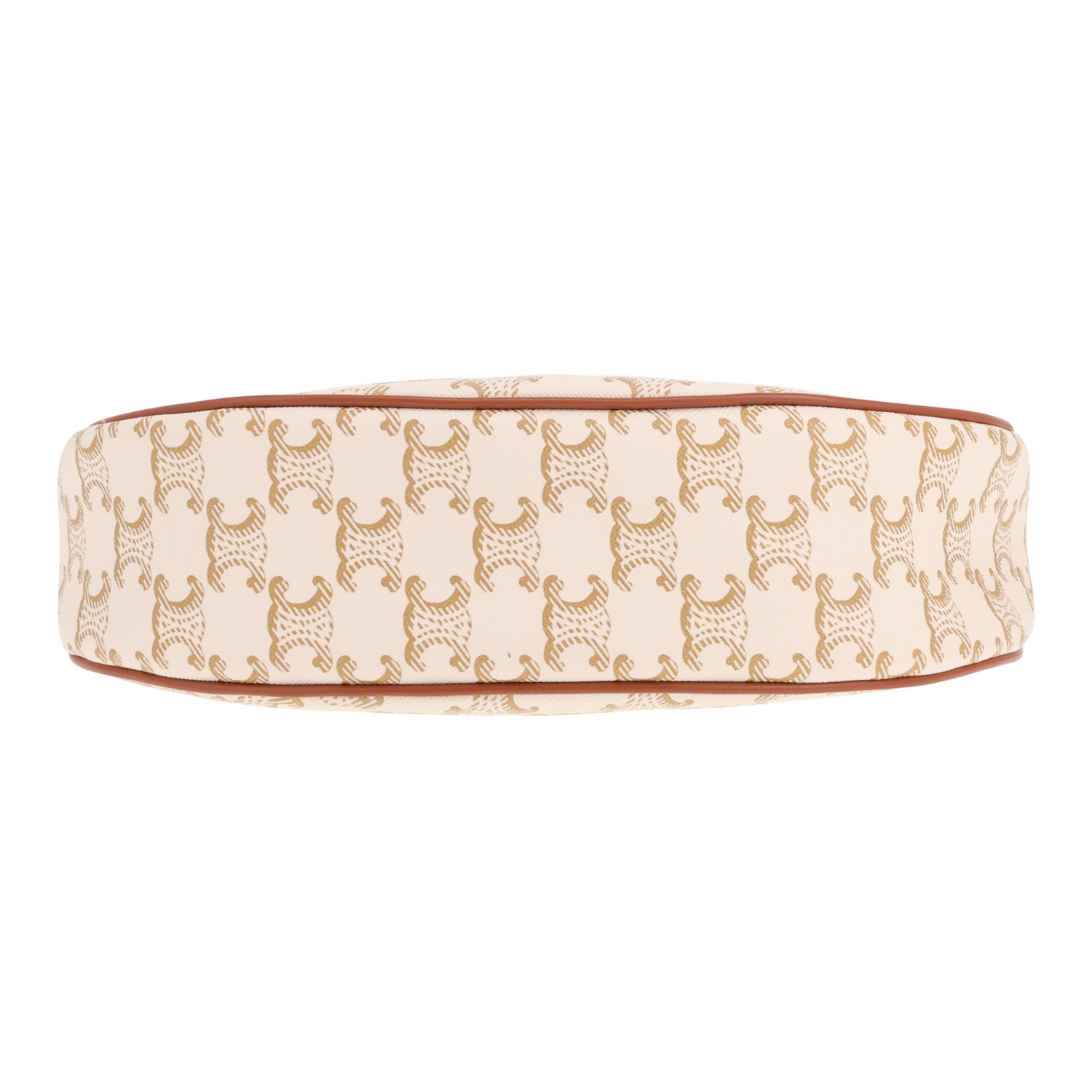 Celine Ava medium-sized handbag in white Triomphe canvas and brown leather - Detail D1