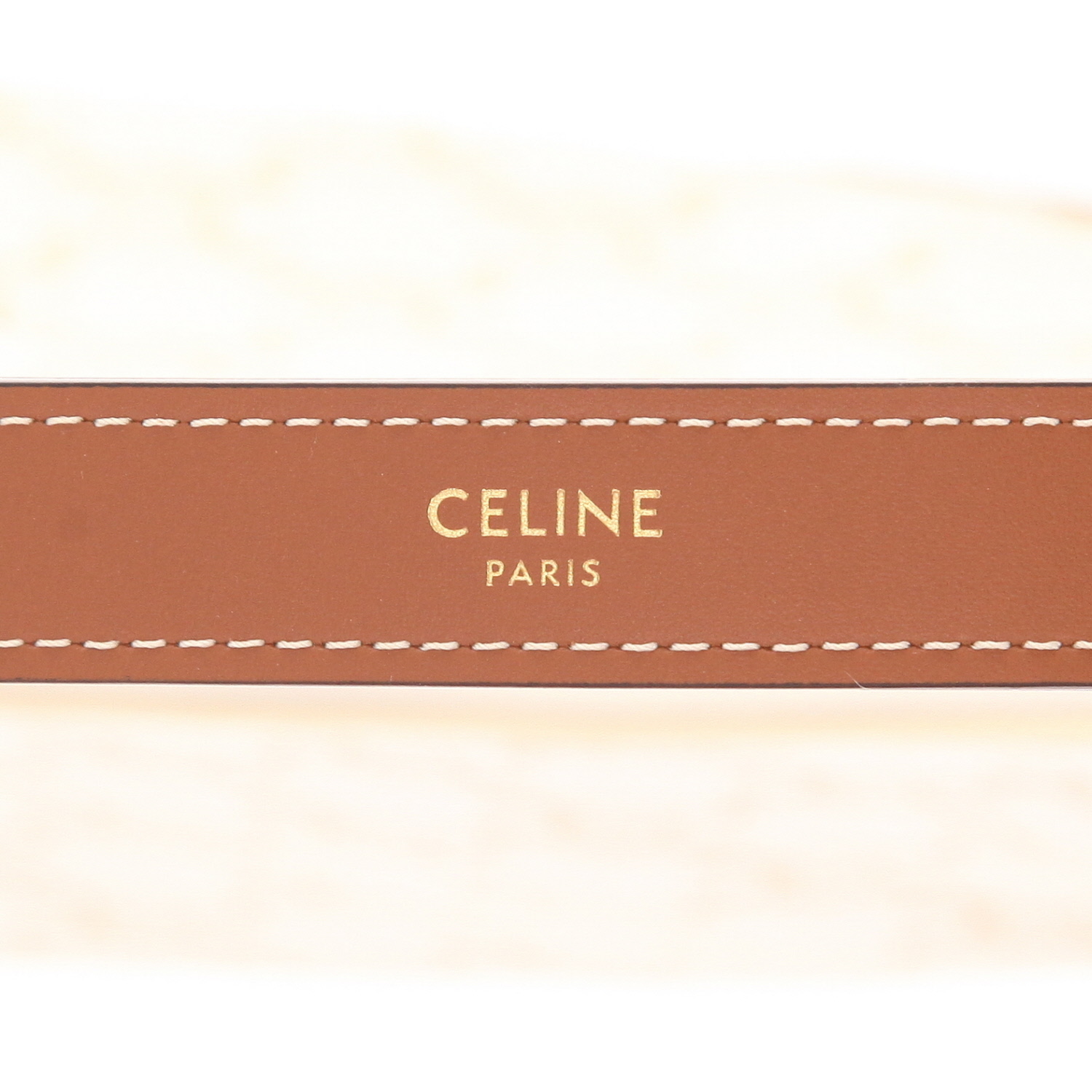 Celine Ava medium-sized handbag in white Triomphe canvas and brown leather - Detail D2