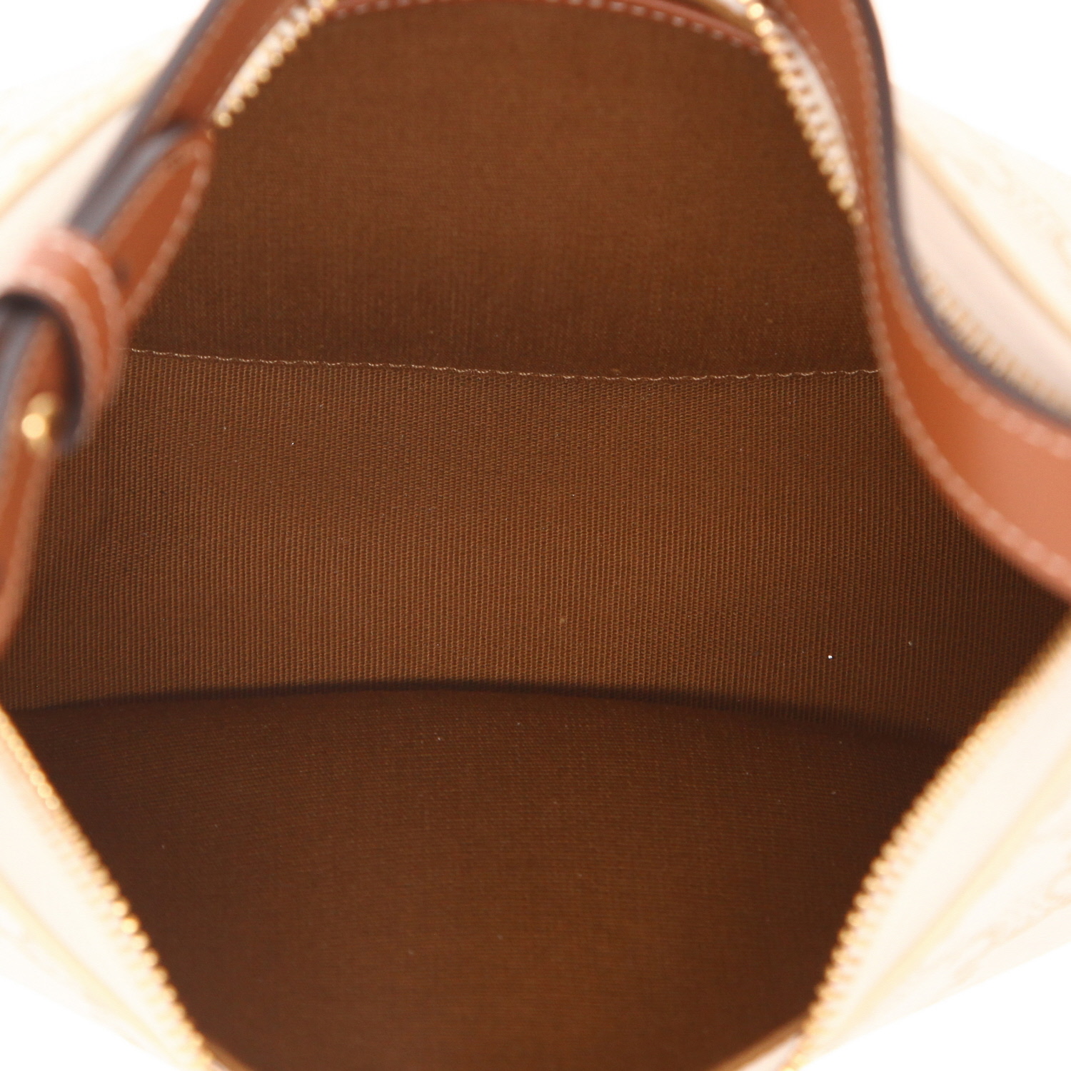 Borsa Celine  Ava, modello medio,  in tela Triomphe bianca e pelle marrone - Detail D3