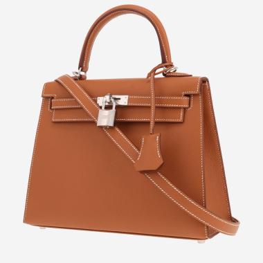 Sac à main Hermès  Kelly 25 cm en cuir epsom gold