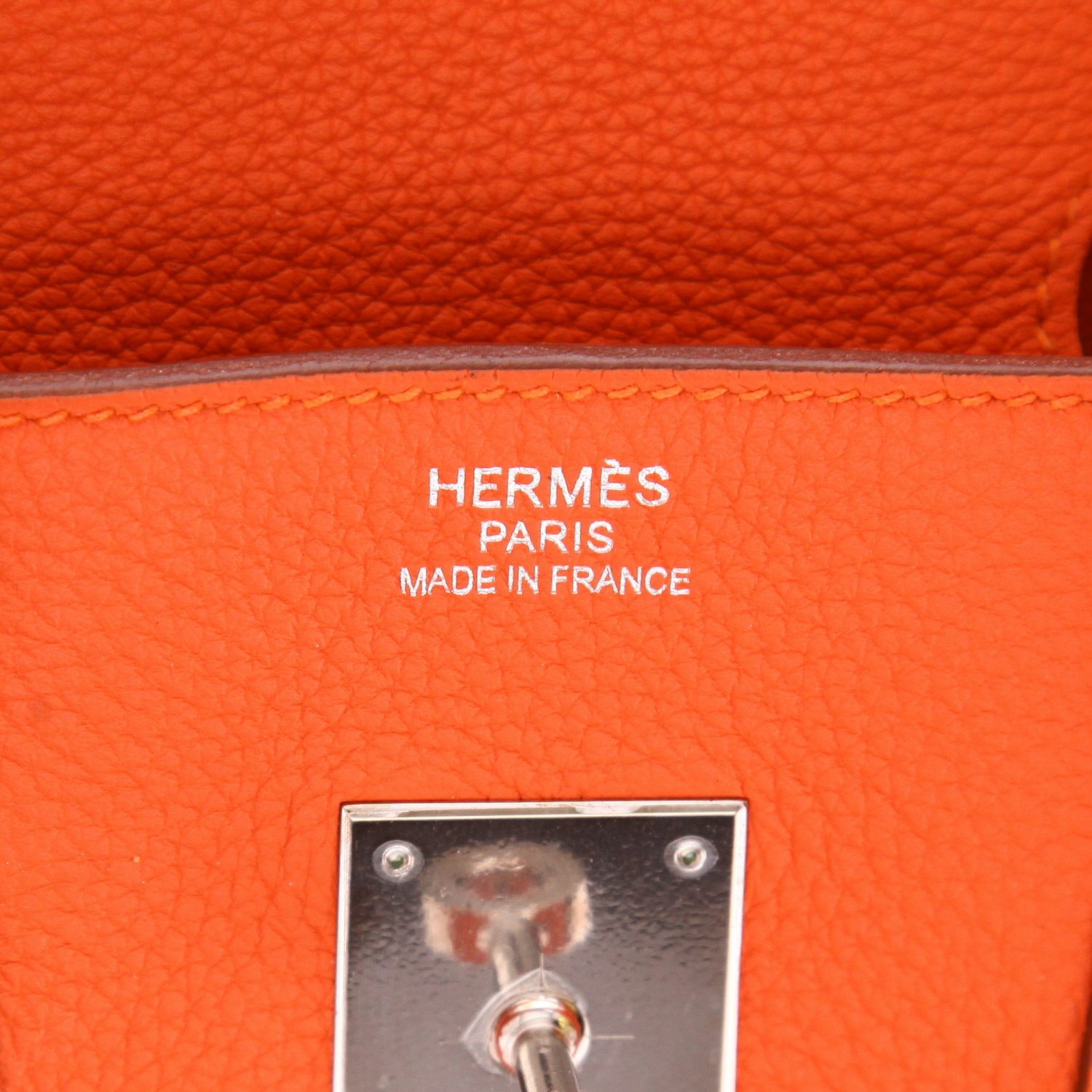 Hermès Birkin handbag, 35 cm, in Orange Togo leather - Detail D2