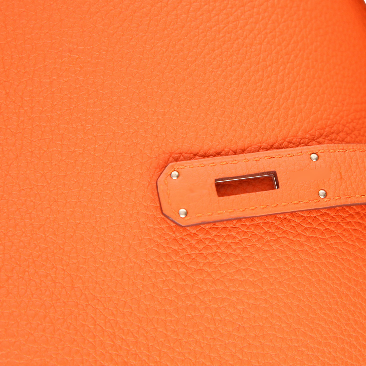 Hermès Birkin handbag, 35 cm, in Orange Togo leather - Detail D4