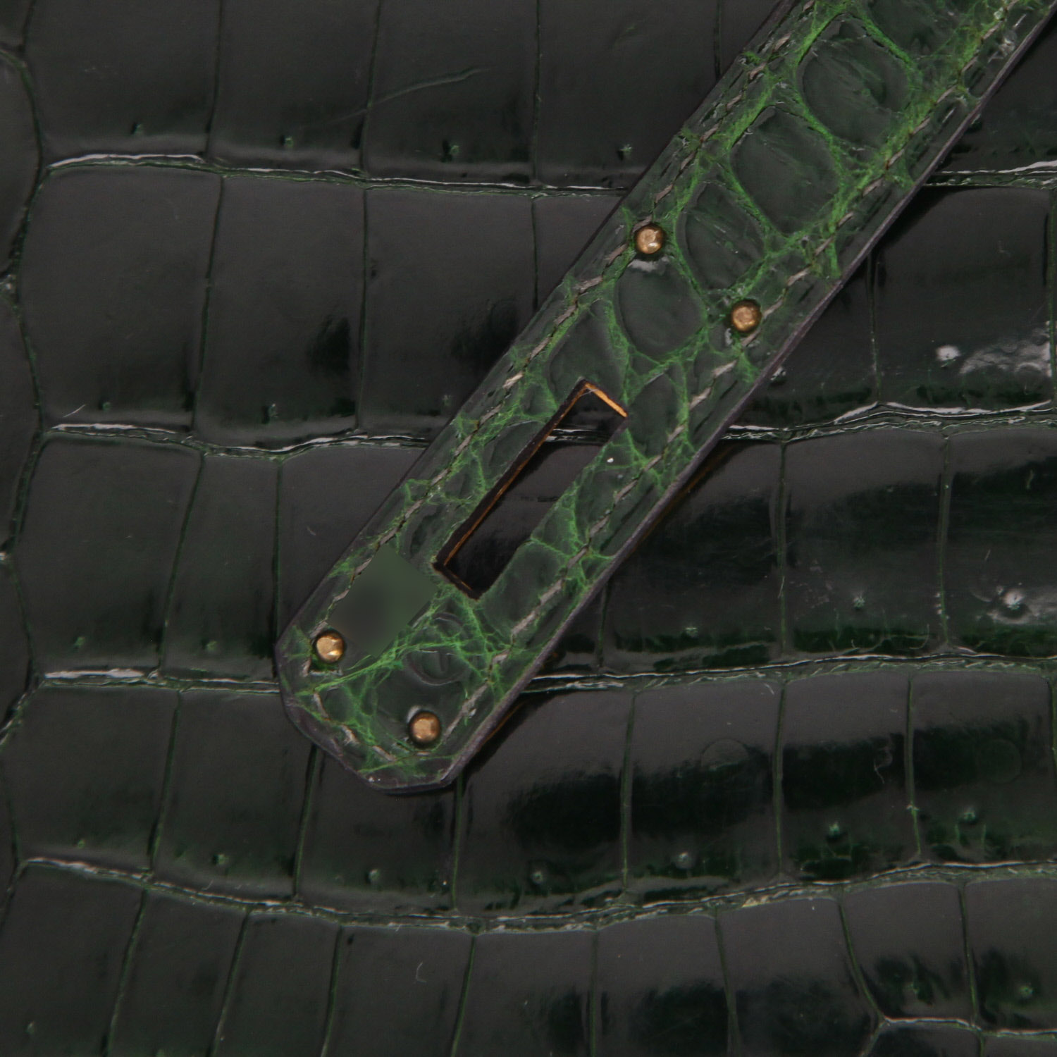 Sac à main Hermès  Kelly 32 cm en crocodile porosus vert - Detail D4