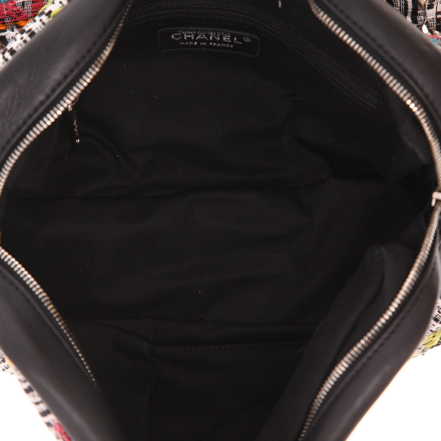 Bolso Chanel «Fantasy Easy Flap» de tweed gris y piel Noir - Detail D3