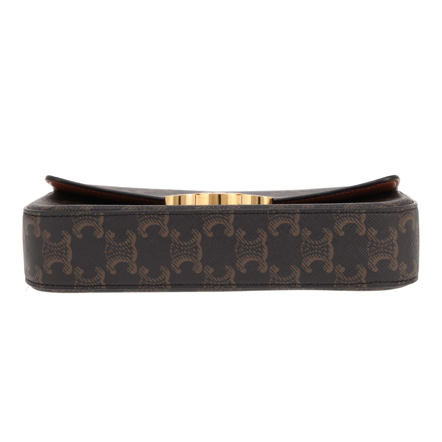 Borsa Celine Claude in tela Triomphe marrone e pelle marrone - Detail D1