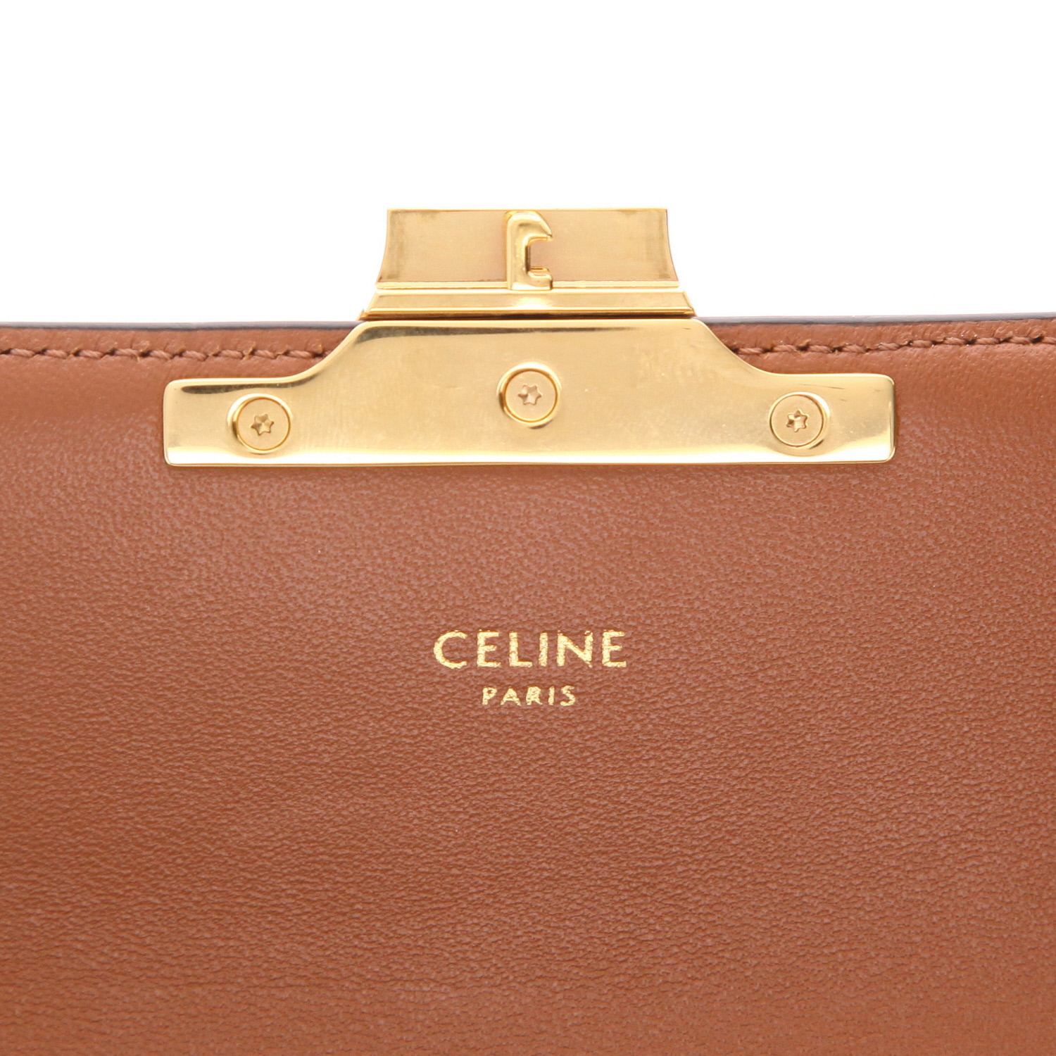 Celine Claude handbag in brown Triomphe canvas and brown leather - Detail D2
