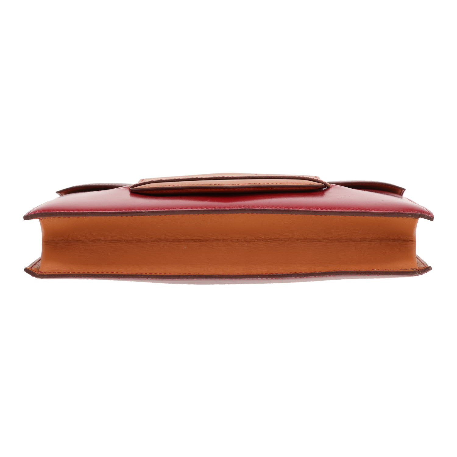 Bolso Hermès Faco de piel roja «Box», Rouge Vif y Gold - Detail D1