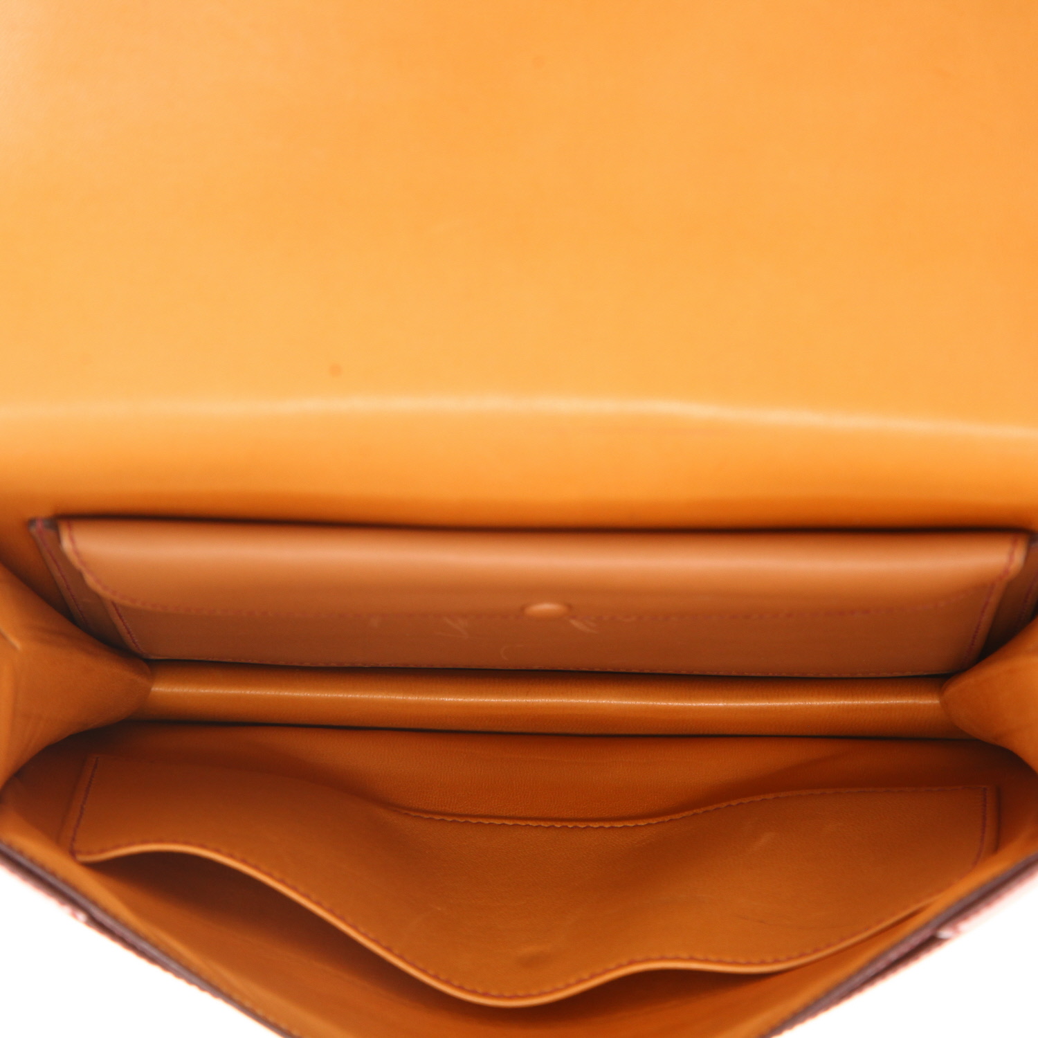 Hermès Faco clutch bag in red box leather, bright red and Gold - Detail D3
