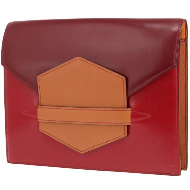 Bustina Hermès Faco in pelle rossa “box”, Rouge Vif e Gold