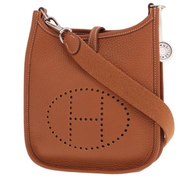 Bolso bandolera Hermès «Evelyne» de 16 cm, de piel de ternero «Clémence» Gold