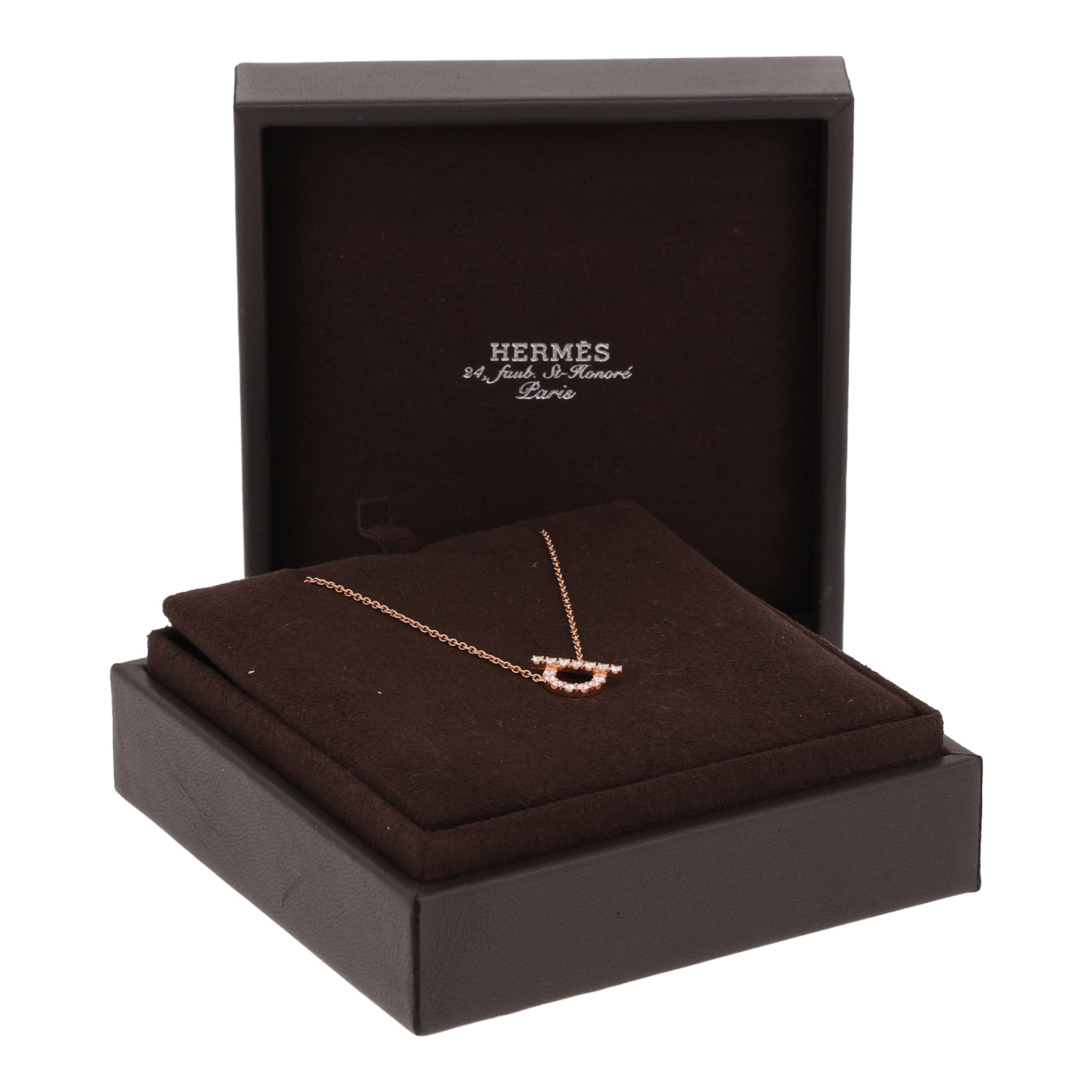 Hermès Finesse necklace in rose gold and diamonds - Detail D2