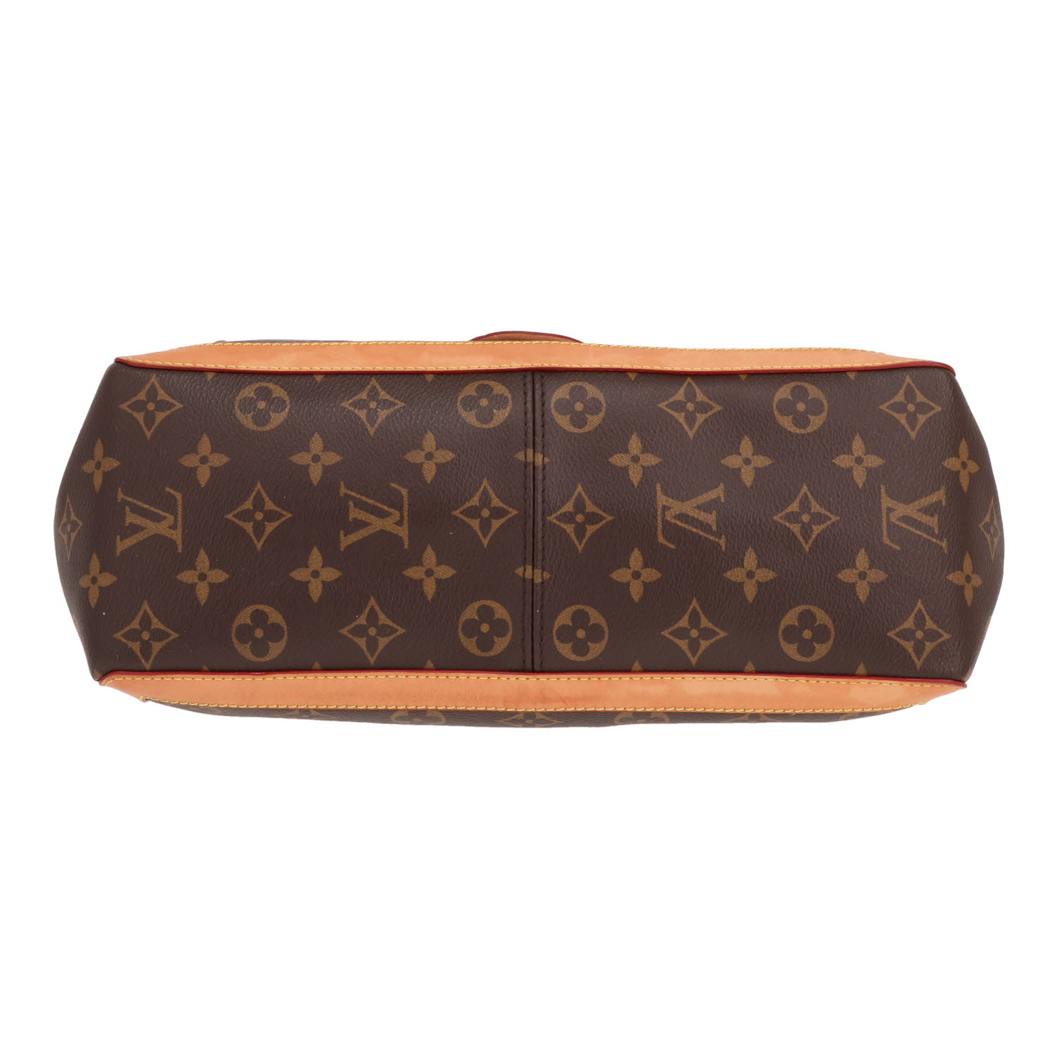 Borsa Louis Vuitton Dauphine Soft, modello grande, in tela Monogram marrone e pelle naturale - Detail D1