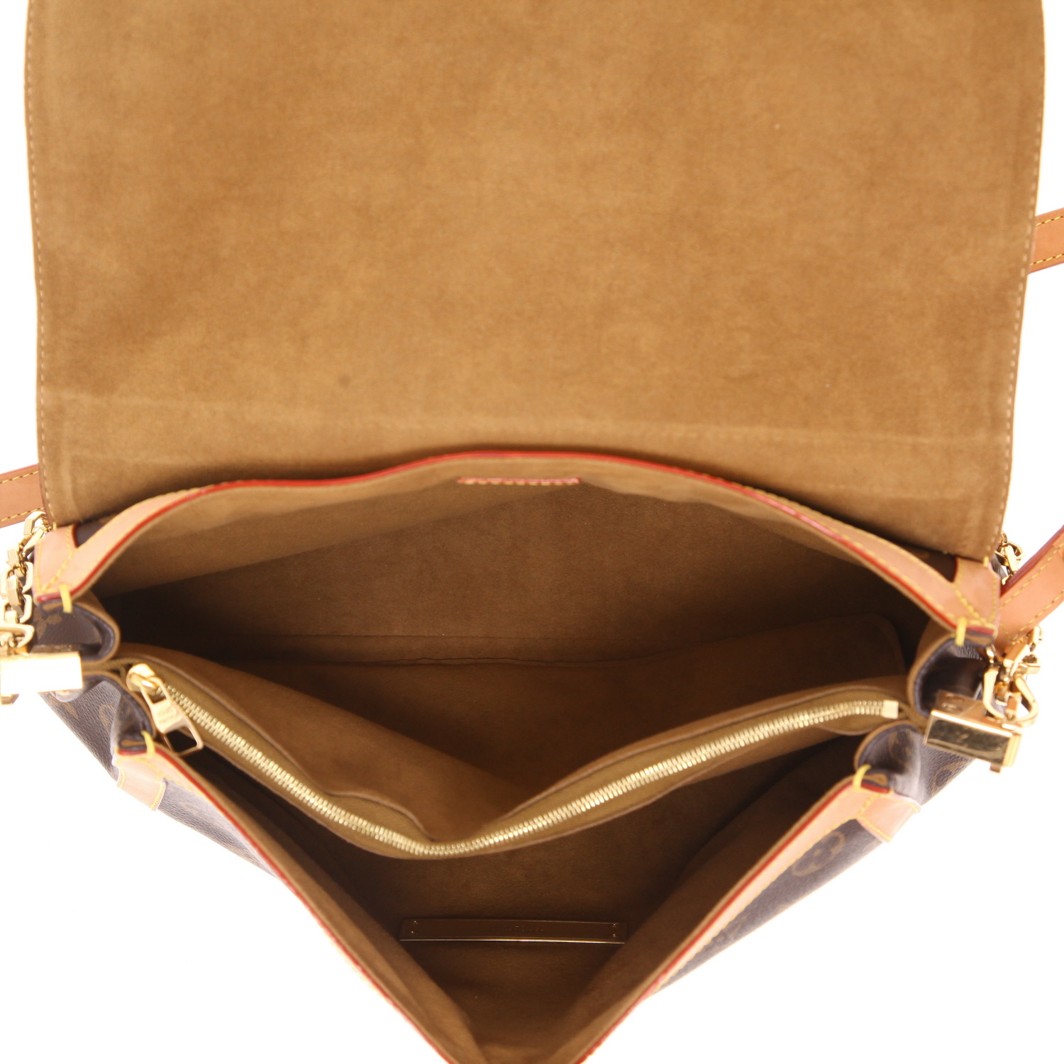 Borsa Louis Vuitton Dauphine Soft, modello grande, in tela Monogram marrone e pelle naturale - Detail D3