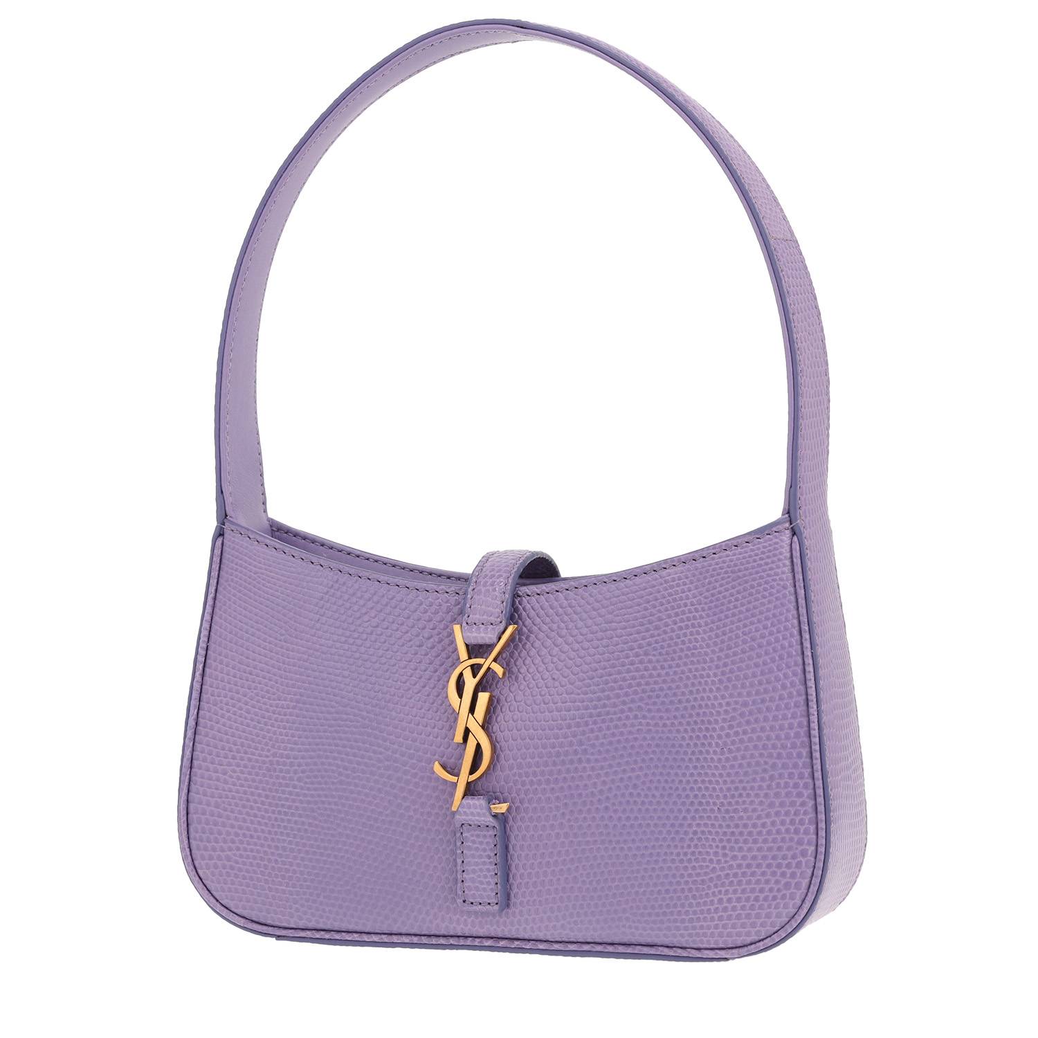 Sac à main Saint Laurent 5 à 7 en lézard violet